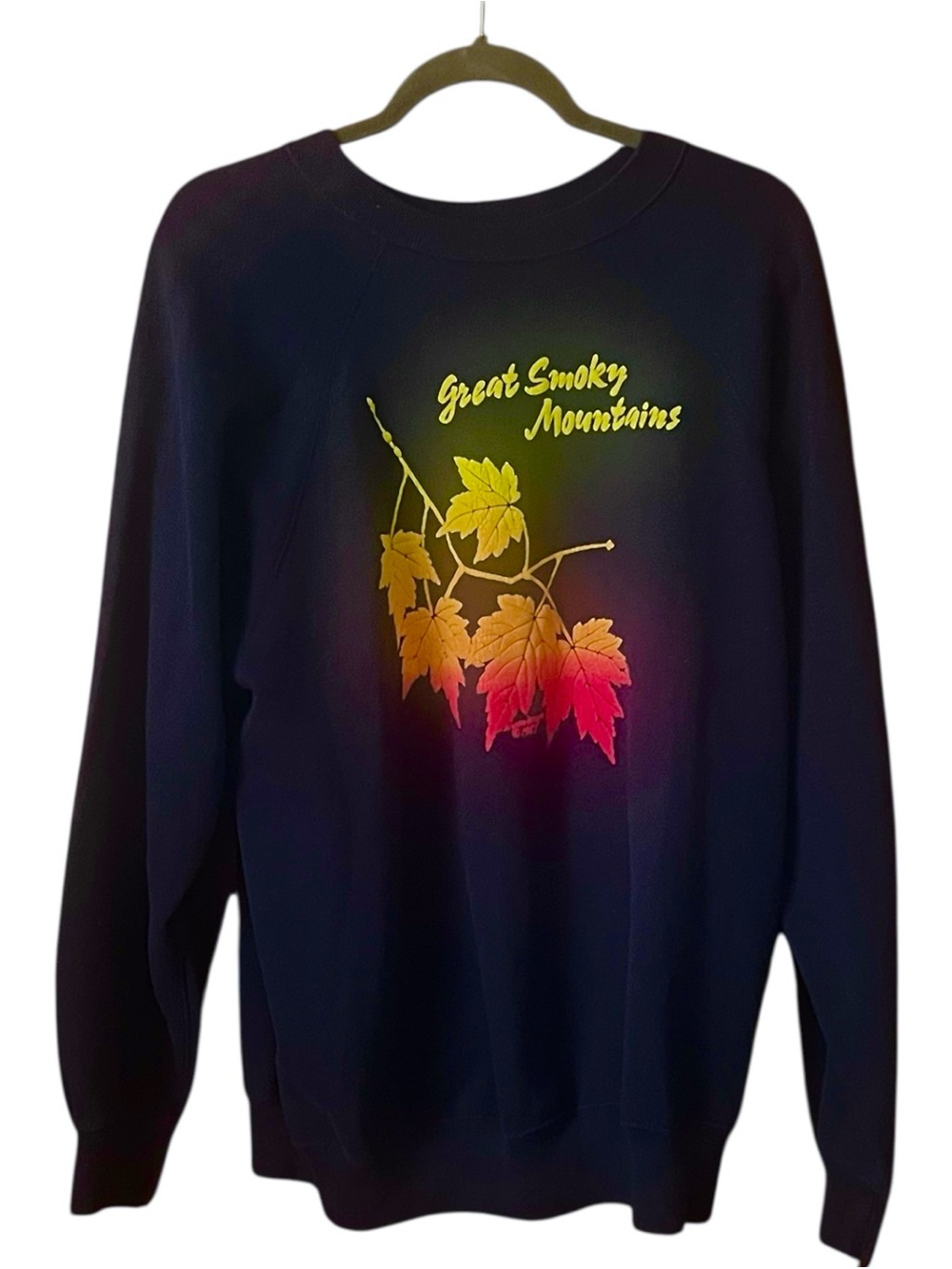 VTG. Destination graphic Great Smokey Mountains Fall Leaves Maxium Sweatshirt. L